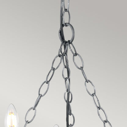 Elstead Lighting Saxon 5-Light Black with Silver Patina Wagon Wheel Chandelier