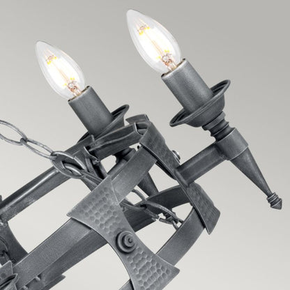 Elstead Lighting Saxon 5-Light Black with Silver Patina Wagon Wheel Chandelier