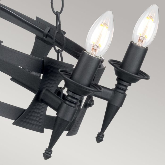 Elstead Lighting Saxon 5-Light Black Wagon Wheel Chandelier