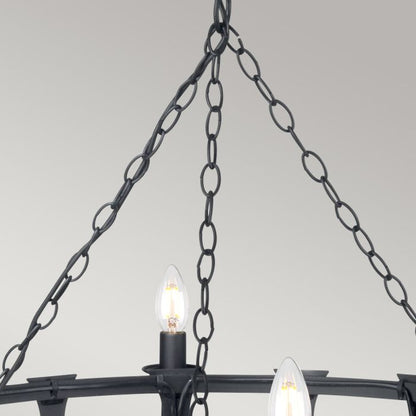 Elstead Lighting Saxon 8-Light Black Wagon Wheel Chandelier