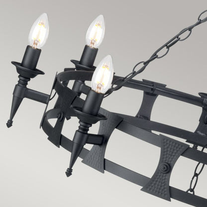 Elstead Lighting Saxon 8-Light Black Wagon Wheel Chandelier