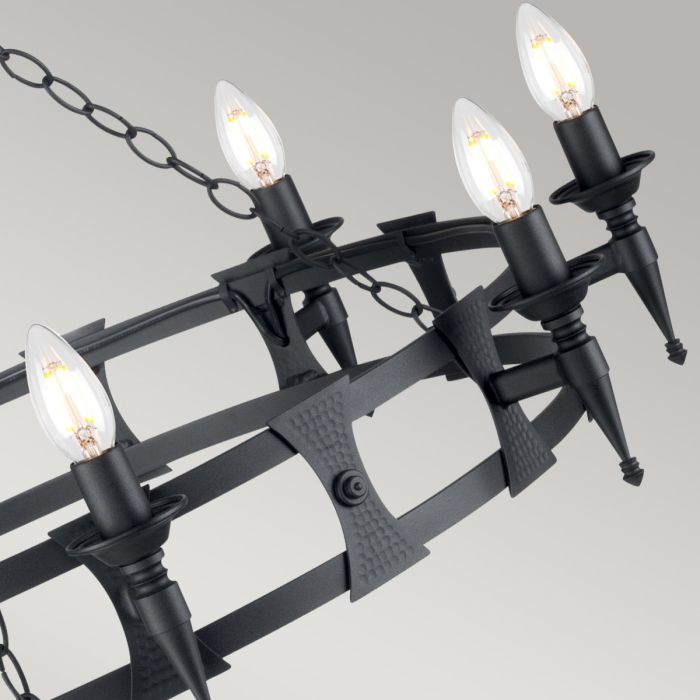 Elstead Lighting Saxon 8-Light Black Wagon Wheel Chandelier