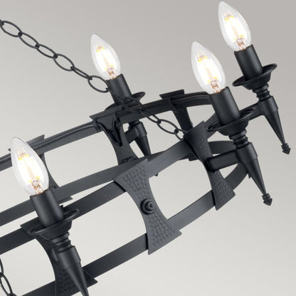 Elstead Lighting Saxon 8-Light Black Wagon Wheel Chandelier