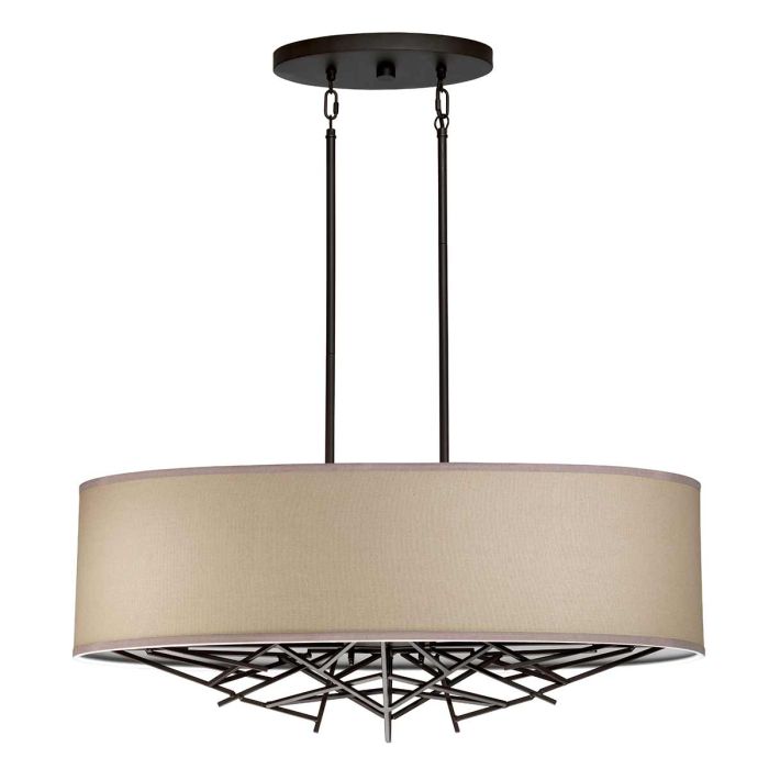Elstead Lighting Taiko 5-Light Olde Bronze Island Pendant Drum Chandelier