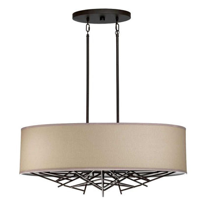 Elstead Lighting Taiko 5-Light Olde Bronze Island Pendant Drum Chandelier
