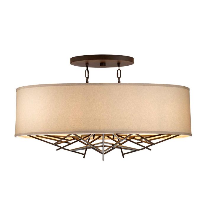 Elstead Lighting Taiko 5-Light Olde Bronze Island Pendant Drum Chandelier