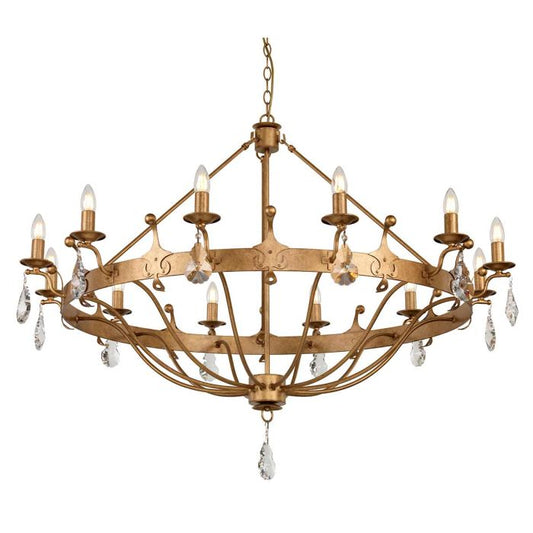 Elstead Lighting Windsor 12-Light Gold Patina Wagon Wheel Chandelier