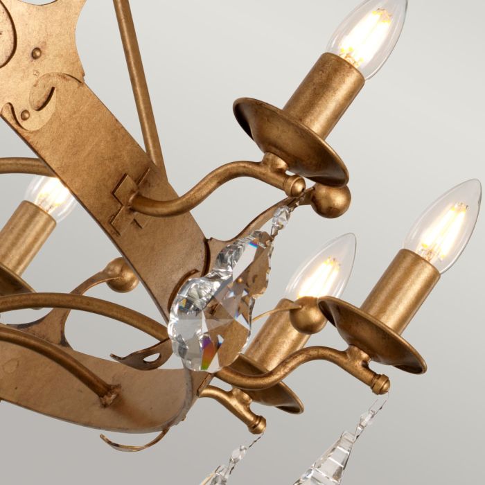 Elstead Lighting Windsor 12-Light Gold Patina Wagon Wheel Chandelier