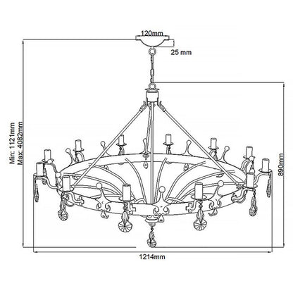 Elstead Lighting Windsor 12-Light Gold Patina Wagon Wheel Chandelier
