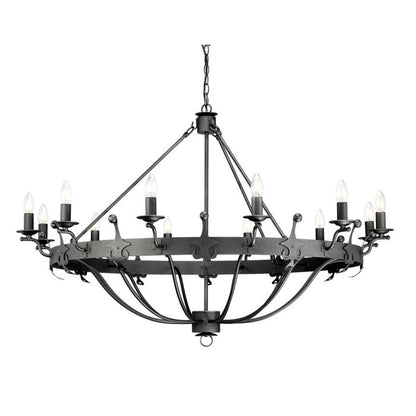 Elstead Lighting Windsor 12-Light Graphite Wagon Wheel Chandelier