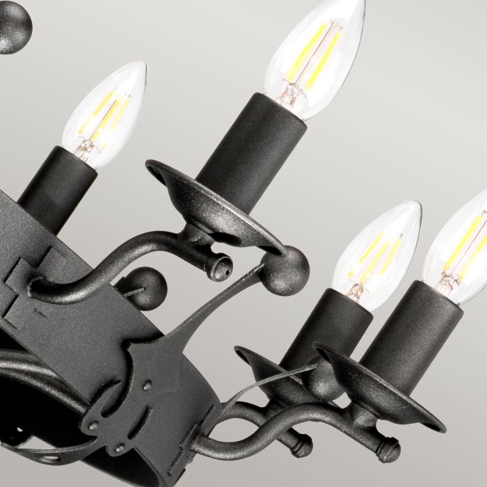 Elstead Lighting Windsor 12-Light Graphite Wagon Wheel Chandelier