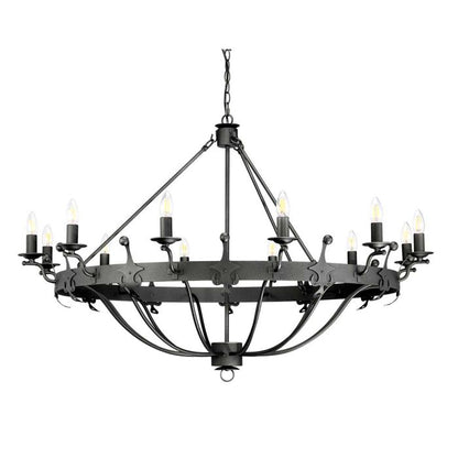 Elstead Lighting Windsor 12-Light Graphite Wagon Wheel Chandelier