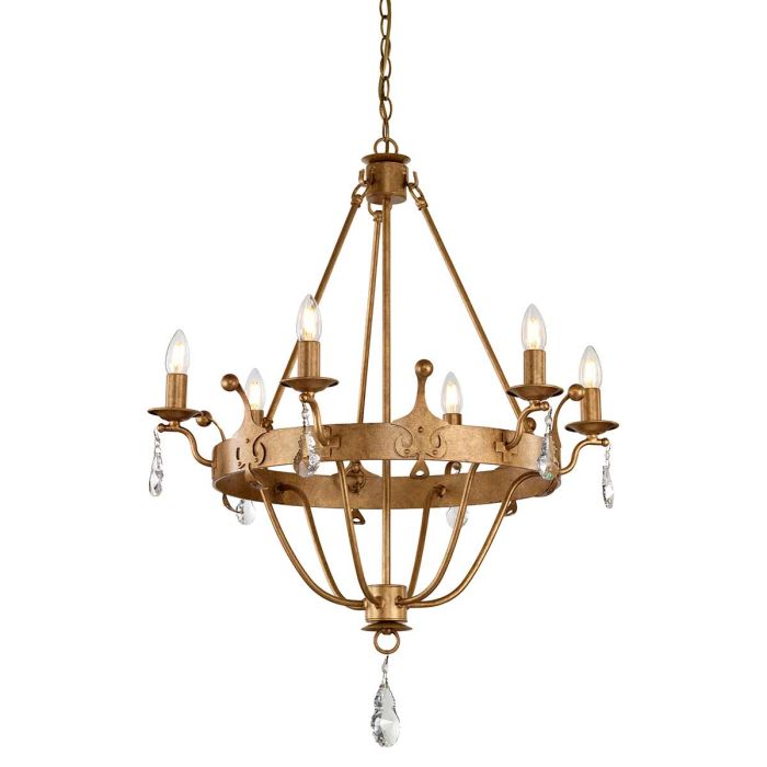 Elstead Lighting Windsor 6-Light Gold Patina Wagon Wheel Chandelier
