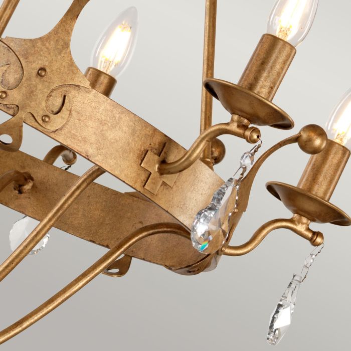 Elstead Lighting Windsor 6-Light Gold Patina Wagon Wheel Chandelier