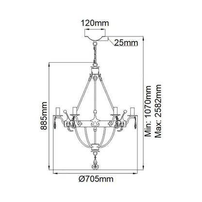 Elstead Lighting Windsor 6-Light Gold Patina Wagon Wheel Chandelier
