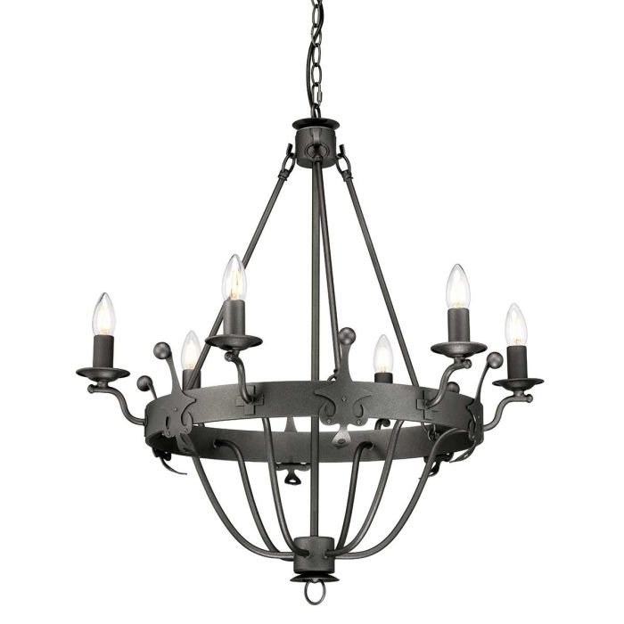 Elstead Lighting Windsor 6-Light Graphite Wagon Wheel Chandelier