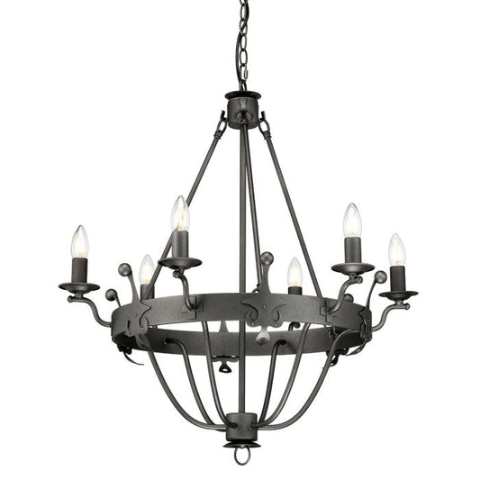Elstead Lighting Windsor 6-Light Graphite Wagon Wheel Chandelier