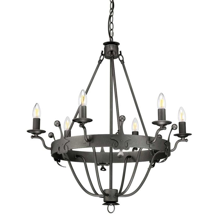 Elstead Lighting Windsor 6-Light Graphite Wagon Wheel Chandelier