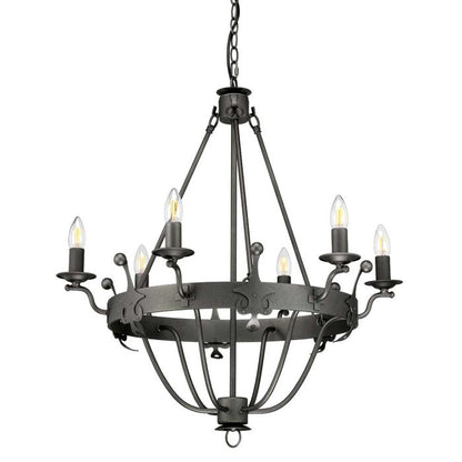 Elstead Lighting Windsor 6-Light Graphite Wagon Wheel Chandelier