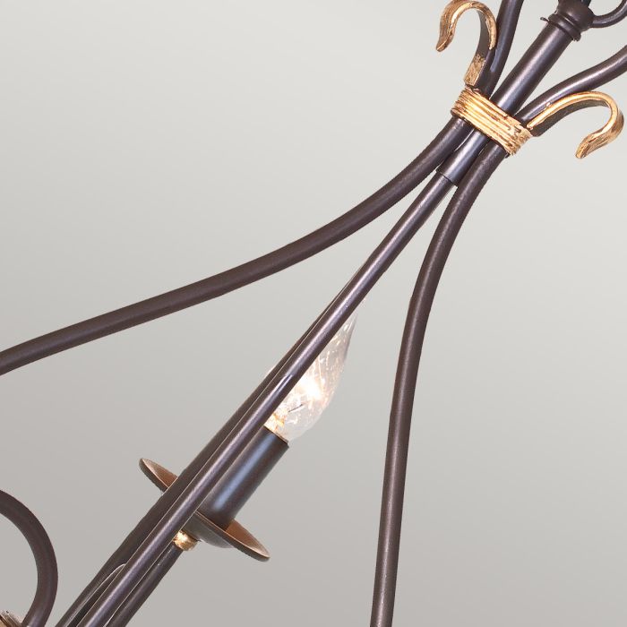Elstead Lighting Windermere 3-Light Rust/Gold Candle Chandelier