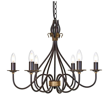 Elstead Lighting Windermere 6-Light Rust/Gold Candle Chandelier
