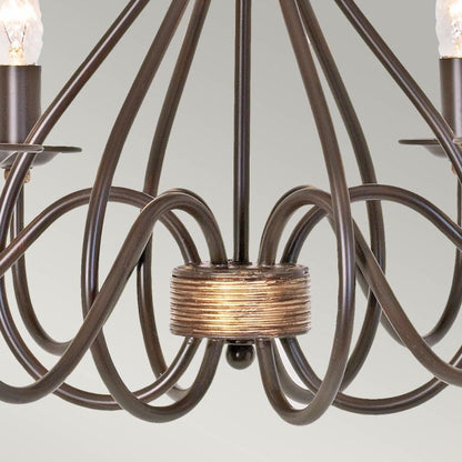 Elstead Lighting Windermere 6-Light Rust/Gold Candle Chandelier