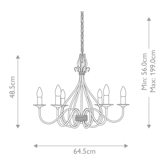 Elstead Lighting Windermere 6-Light Rust/Gold Candle Chandelier