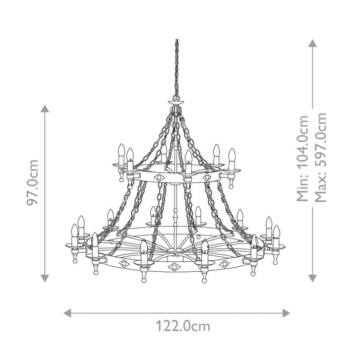 Elstead Lighting Warwick 18-Light Graphite Black Wagon Wheel Chandelier