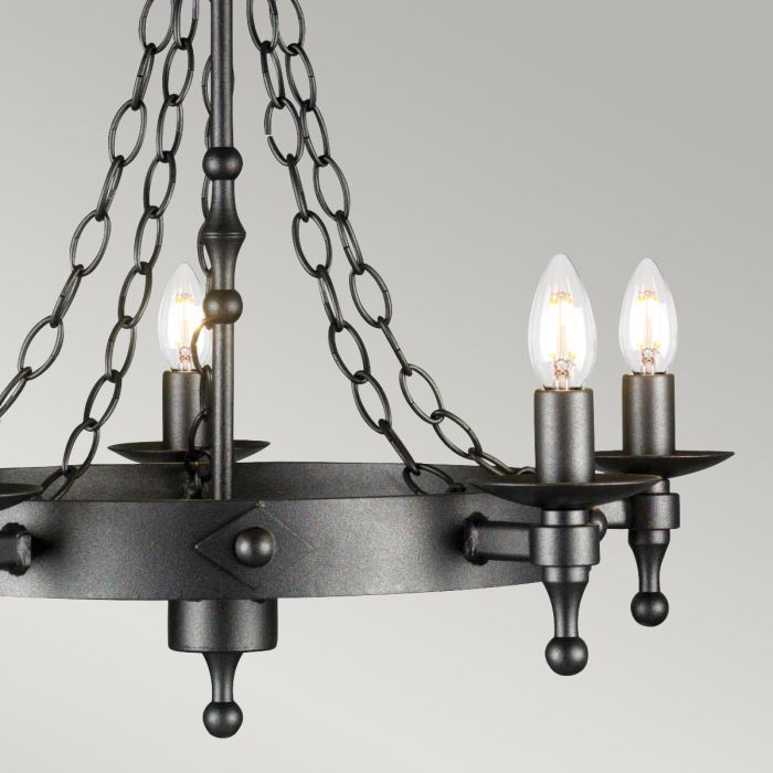 Elstead Lighting Warwick 5-Light Graphite Black Wagon Wheel Chandelier