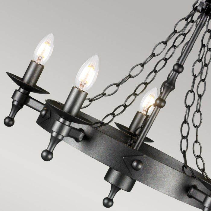 Elstead Lighting Warwick 5-Light Graphite Black Wagon Wheel Chandelier