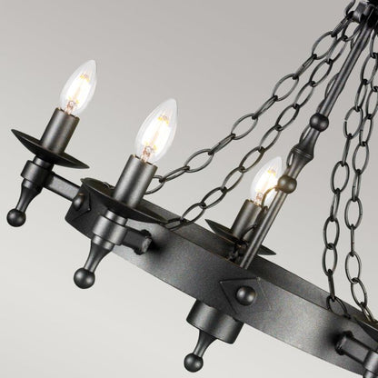Elstead Lighting Warwick 5-Light Graphite Black Wagon Wheel Chandelier