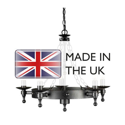 Elstead Lighting Warwick 5-Light Graphite Black Wagon Wheel Chandelier