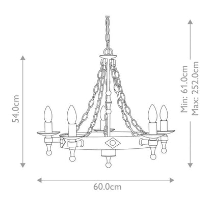 Elstead Lighting Warwick 5-Light Graphite Black Wagon Wheel Chandelier
