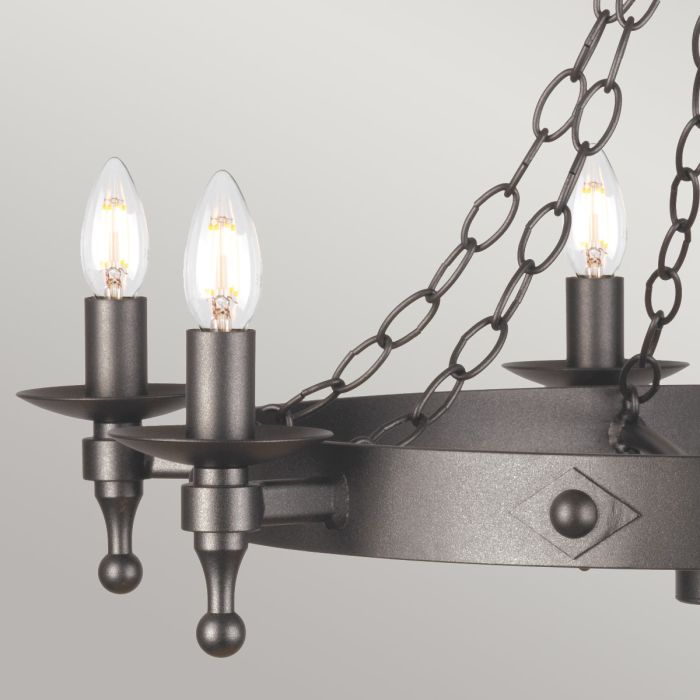 Elstead Lighting Warwick 6-Light Graphite Black Wagon Wheel Chandelier