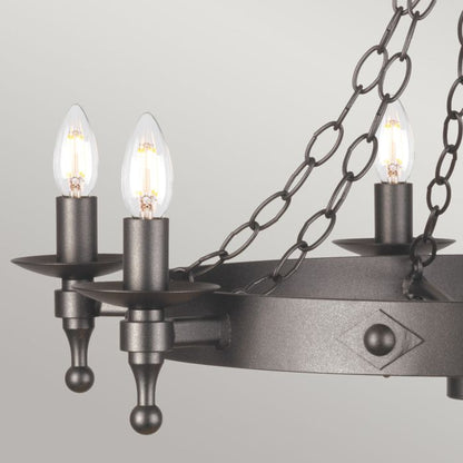 Elstead Lighting Warwick 6-Light Graphite Black Wagon Wheel Chandelier