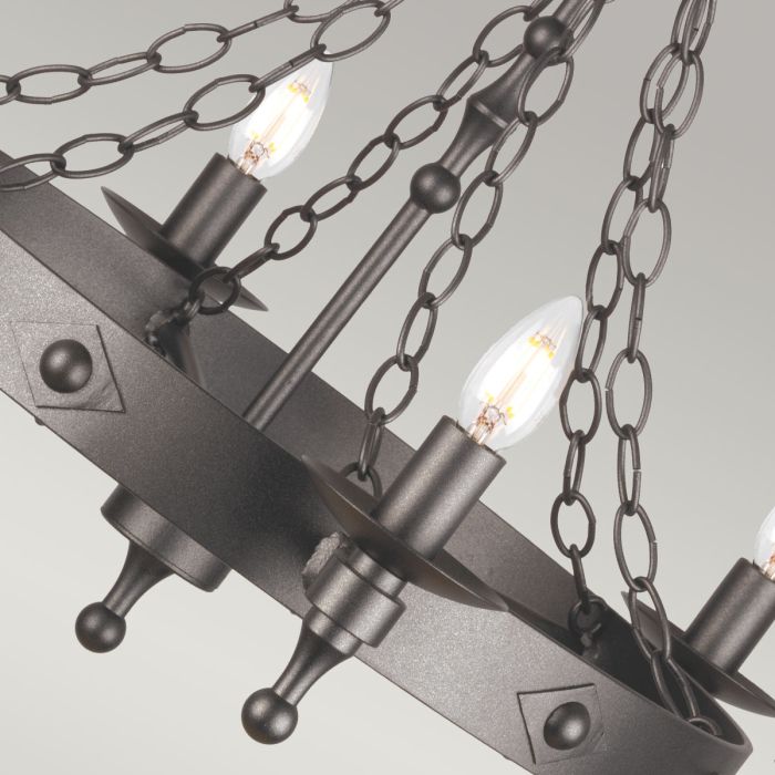 Elstead Lighting Warwick 6-Light Graphite Black Wagon Wheel Chandelier