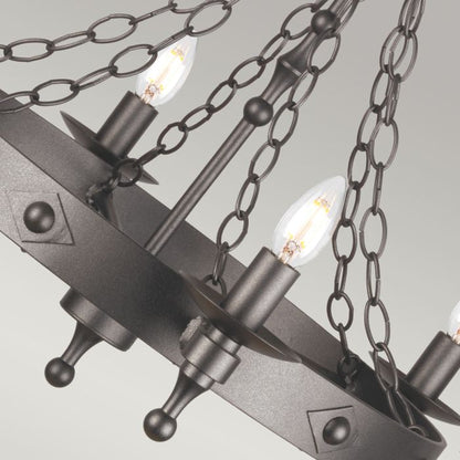 Elstead Lighting Warwick 6-Light Graphite Black Wagon Wheel Chandelier
