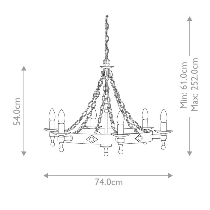 Elstead Lighting Warwick 6-Light Graphite Black Wagon Wheel Chandelier