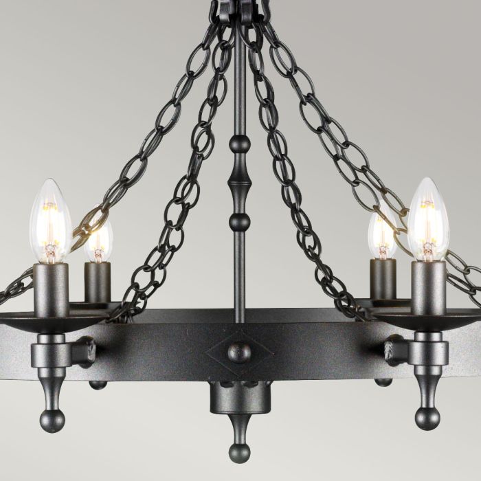 Elstead Lighting Warwick 8-Light Graphite Black Wagon Wheel Chandelier