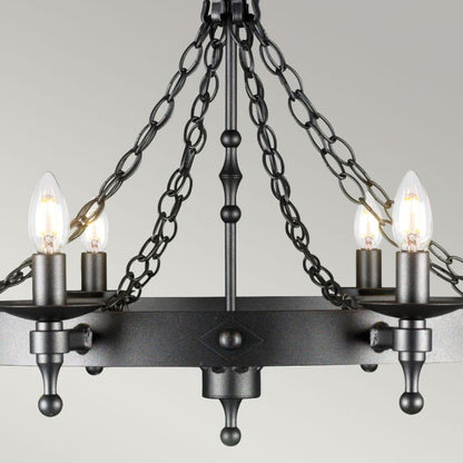 Elstead Lighting Warwick 8-Light Graphite Black Wagon Wheel Chandelier